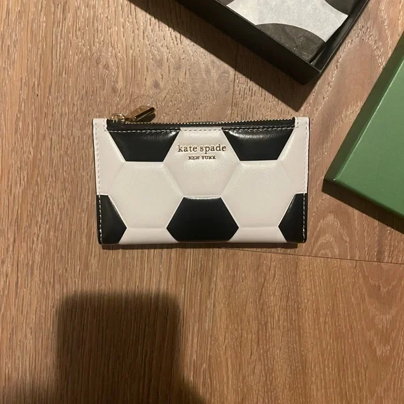 Kate Spade Black and White Soccer Pattern Wallet - Picture 2 of 3